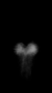 Small jet of smoke rising and disappearing into the air isolated on a black background.