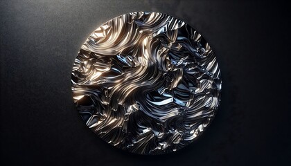 shiny metallic foil background with crinkled texture, offering a glamorous and reflective surface for bold designs,generative ai