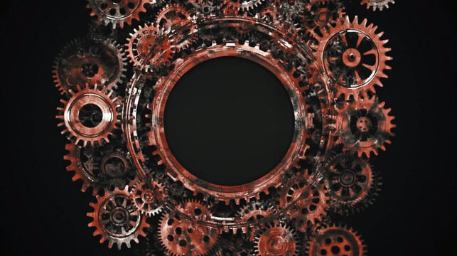 Black steampunk themed background. AI Generated