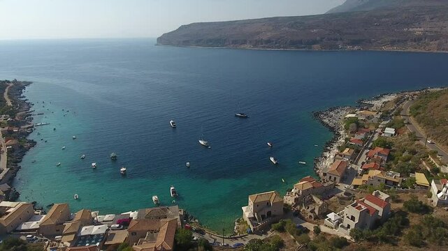 Aerial view of Limeni in Greece. Aerial view of the picturesque seaside village of Limeni in Areopolis, Greece