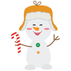 Vintage snowman  vector cartoon flat style illustration