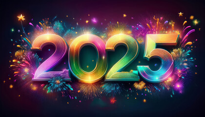 2025 happy new year colorful fireworks design background