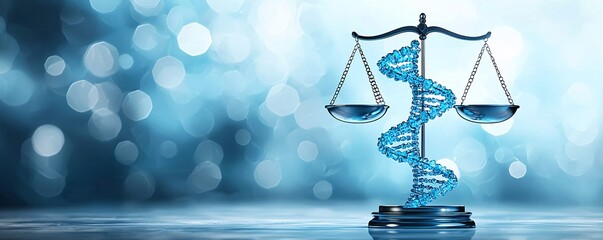 DNA Double Helix on a Scale of Justice.