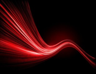 Abstract red light wavy swoosh on a black background overlay