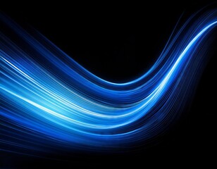 Abstract blue light swoosh on a black background overlay
