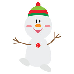 Vintage dancing snowman  vector cartoon flat style illustration
