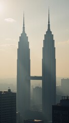 Obraz premium Morning cityscape with polluted skies