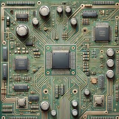 Fototapeta premium Intricate Circuit Board Detailing with Microchips