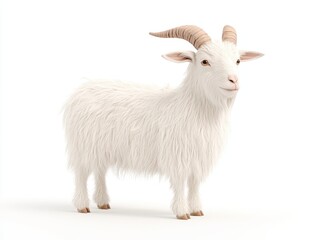 Obraz premium White goat standing on white isolated background