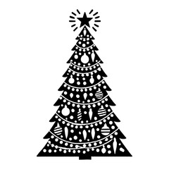 Fototapeta premium Decorative Christmas Tree Black Isolated Vector Illustration ¥