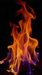 Purple-orange flamed colorful fire