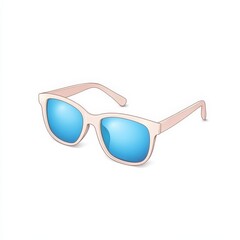 Stylish sunglasses with blue lenses on a white isolated background.