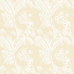 Modern white on cream lace effect wedding background texture. Soft tonal linen openwork block print with subtle hand drawn lattice damask printed fabric backdrop. 