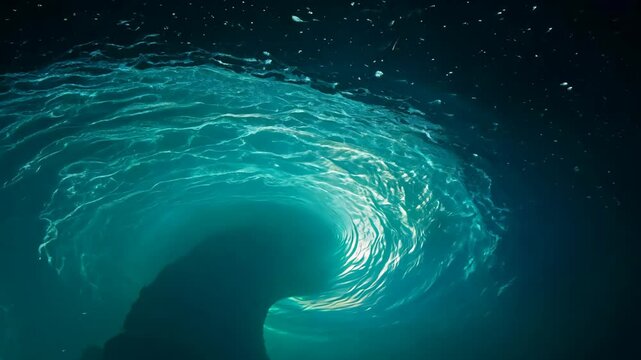 Colossal Whirlpool with Phosphorescent Marine Life