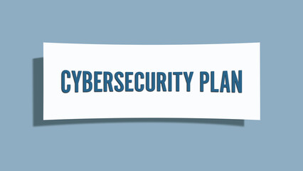 Cybersecurity Plan. A card isolated on blue background.
