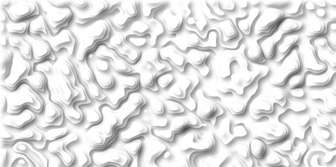3D Papercut Stylized White Topographic Contour Scheme and Terrain. Geographic mountain terrain. Contour map background. 3D Cartographic Weave with seamless striped patterns and wavy Shapes.