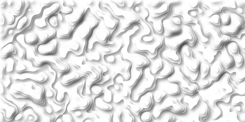 3D Papercut Stylized White Topographic Contour Scheme and Terrain. Geographic mountain terrain. Contour map background. 3D Cartographic Weave with seamless striped patterns and wavy Shapes.