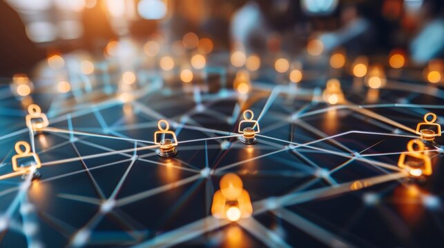 Business professionals worldwide collaborating through digital channels, focusing on customer service, data exchange, and global outsourcing