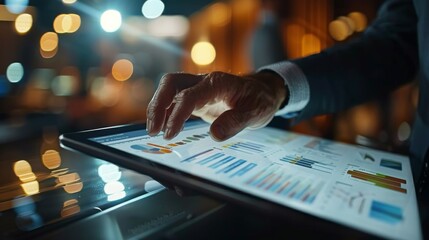 Businesswoman's hand engaging a digital neural network, showcasing Big Data and AI in a high-tech cyberspace environment