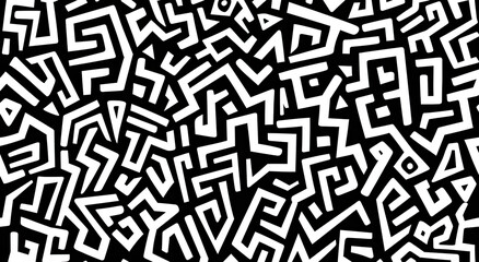 abstract black and white maze pattern wallpaper background 