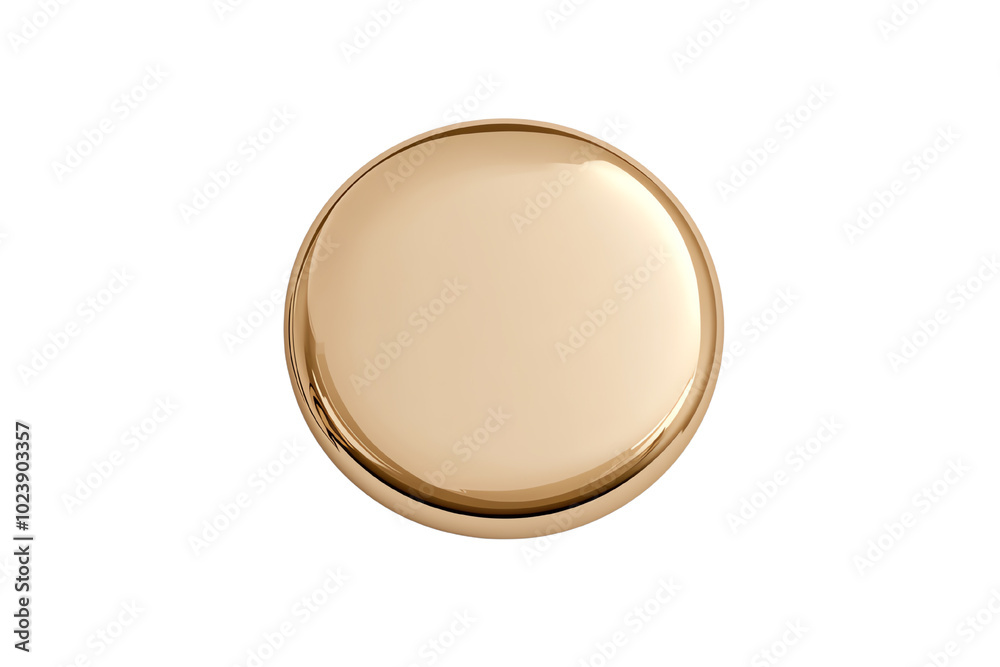Wall mural simple circular gold button on a white isolate background. transparent background
