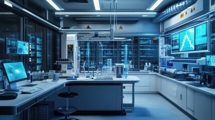 Futuristic High-Tech Laboratory with Advanced Technological Equipment