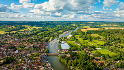 View of Henley-on-Thames, a town and civil parish on the River Thames in Oxfordshire, England