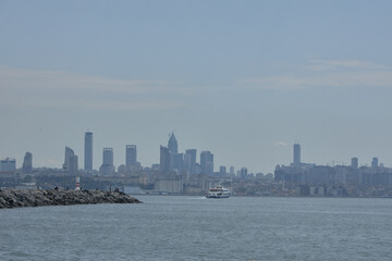 Fototapeta premium Istanbul skyline from the sea in april 2024