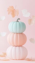 Pastel Pink Halloween Invitation with Pumpkins and Floral Accents