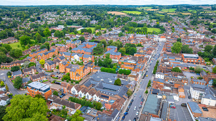 Fototapeta premium Aerial view of Marlow,a town and civil parish within the Unitary Authority of Buckinghamshire, England