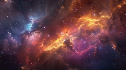 Naklejka premium Majestic nebula in space, surrounded by bright stars and cosmic stardust