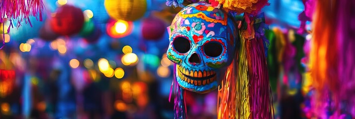 Fototapeta premium colorful calavera pinata, party atmosphere 