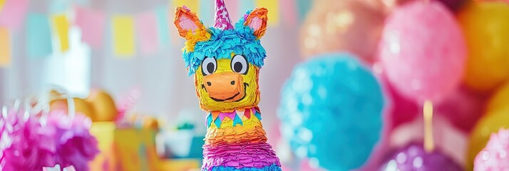Naklejka premium colorful kawaii cowboy pinata, party atmosphere 