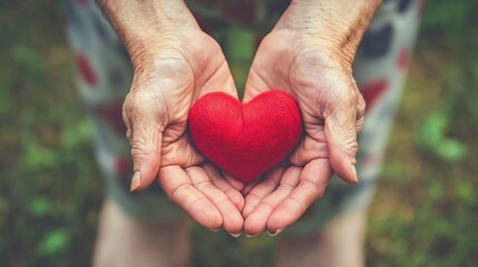 Old hand holding heart shape, elders day Concept, old age care