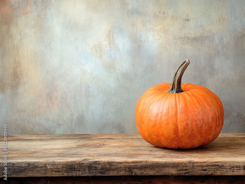 Canvas Prints Rustic wooden table with orange pumpkin