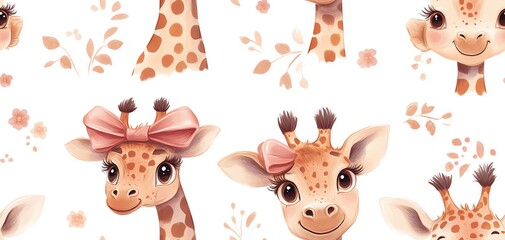 Obraz premium Cute Giraffe Seamless Pattern