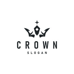 Crown logo design simple beautiful luxury jewelry king and queen princess royal templet illustration