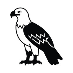 Bold Hawk Standing Proudly in Black and White Design