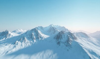 Obraz premium Snow-capped mountain peaks stand tall against a clear blue sky, offering panoramic views that are both breathtaking and humbling in their winter splendor