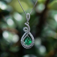 Emerald Pendant Necklace.