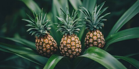Obraz premium pineapples growing on plant