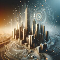 A futuristic cityscape at night, with neon lights and holographic advertisements illuminating the streets.