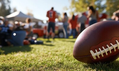 Sports: Football Tailgate Party With Copy space In Center