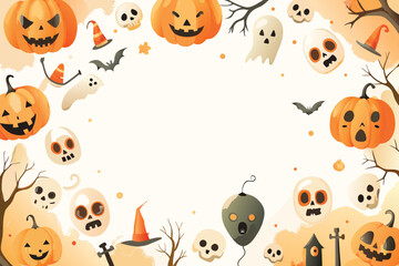 Obraz premium Halloween Pumpkin Ghost Skull Bat Witch Holiday Design