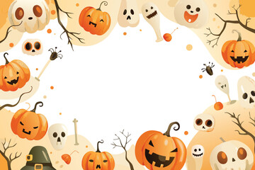 Halloween Pumpkin & Ghost Festive Border Design