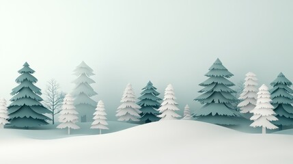 Serene Winter Wonderland - Snowy Pine Forest Landscape