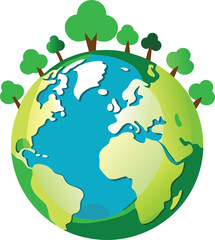 Green Earth Globe Surrounded By Trees