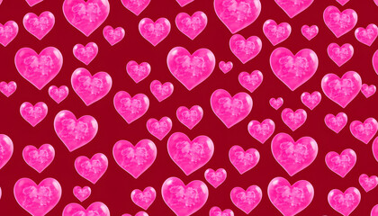 Fototapeta premium pattern of pink hearts. valentine's day concept isolated with white highlights, png