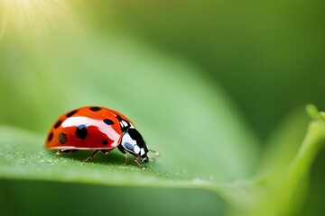 Fototapeta premium Ladybug on a Green Leaf