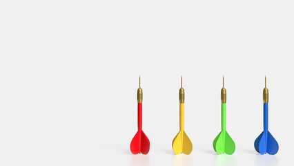 The multi color dart on white background  3d rendering.